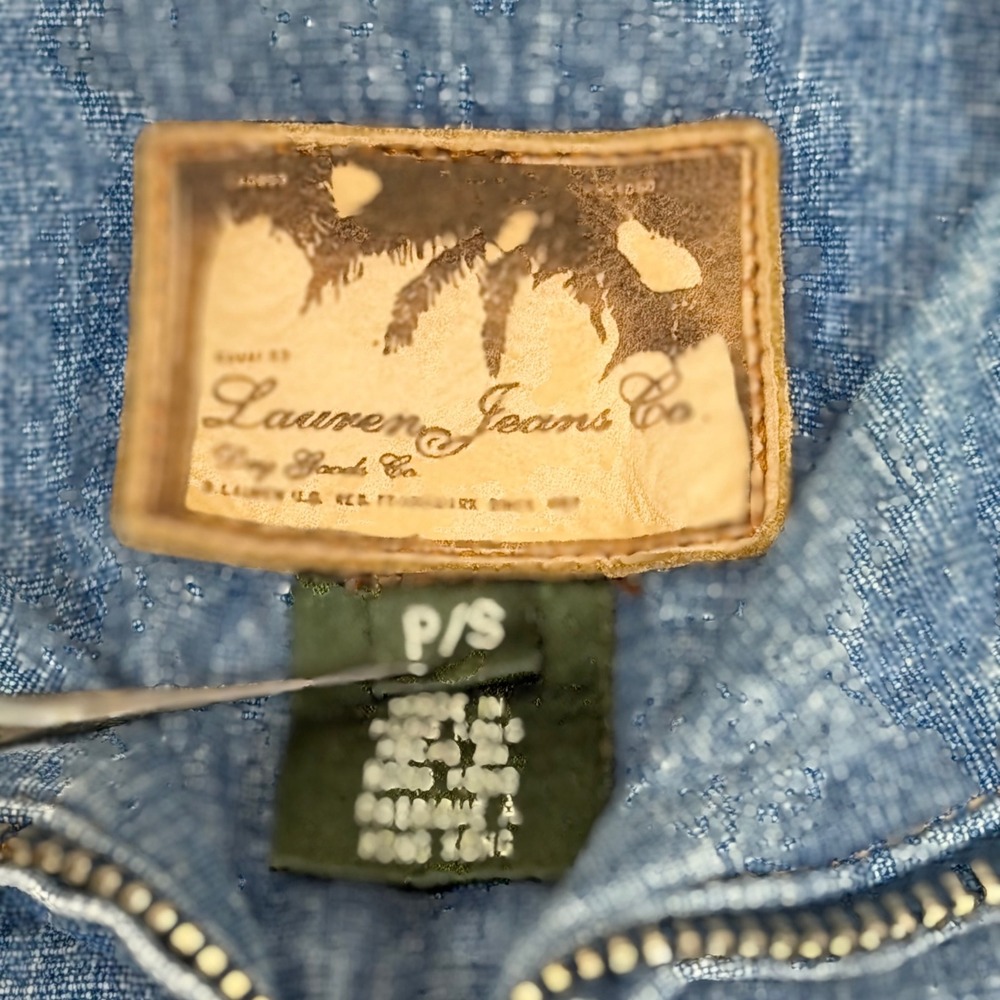 Lauren Jeans Co Ralph Lauren Denim Jacket Petite Small Blue Full Zip Trucker - Picture 5 of 8